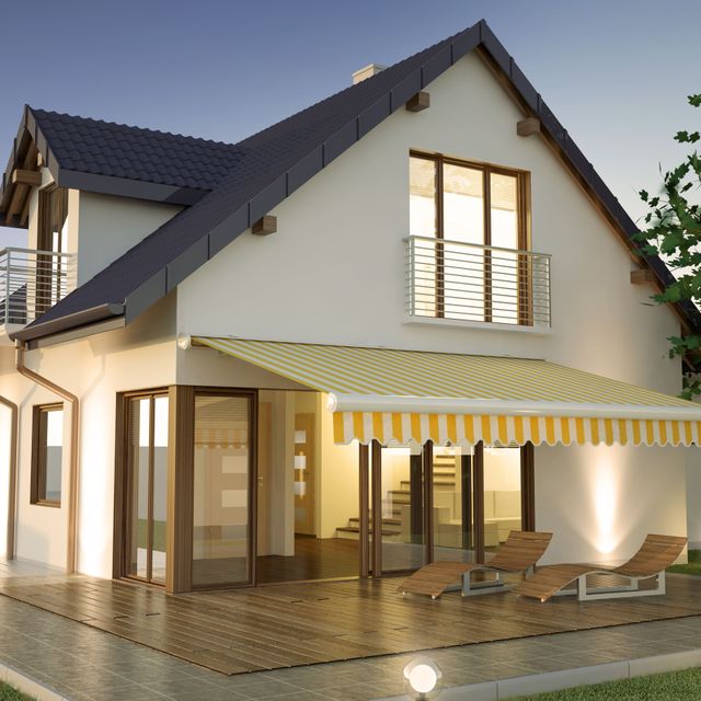 Toldo para casa con jardín